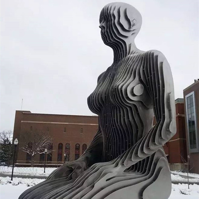 Scompaiono sculture astratte decorative in metallo seduto donna figura arte