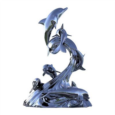 Sculture a grandezza naturale di acciaio inossidabile della statua del delfino per la decorazione del giardino
