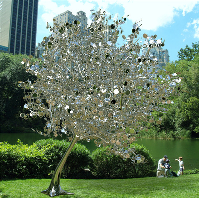le sculture di acciaio inossidabile dell'albero 316L del metallo di 3m fanno il giardinaggio lucidatura moderna dello specchio