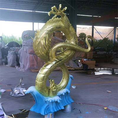 Statue su ordinazione Lucky Chinese Dragon Sculptures della vetroresina della decorazione dell'interno
