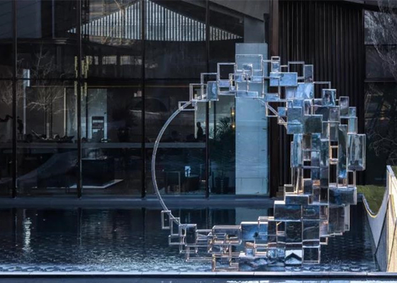 Acciaio inossidabile contemporaneo della scultura astratta del paesaggio del giardino fatto a mano