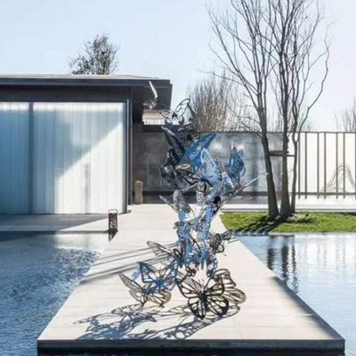 Acciaio inossidabile del metallo della farfalla del giardino dello specchio animale astratto della scultura