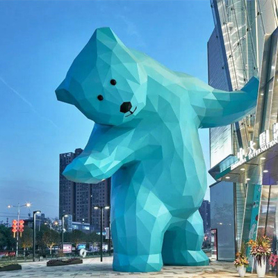 Grande metallo all'aperto animale geometrico delle statue dell'orso dipinto per il giardino