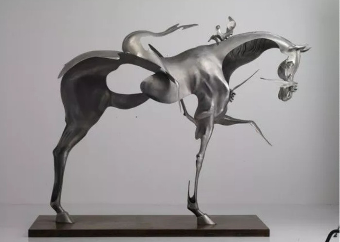 Scultura spazzolata a grandezza naturale della decorazione del cavallo di acciaio inossidabile 304/361L