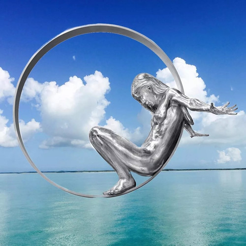 Decorazione per interni Arte moderna Baby Wall Girl Scultura in acciaio inossidabile