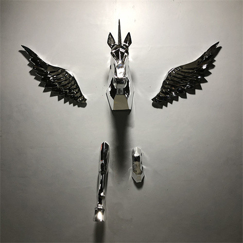 Statua decorativa del cavallo di Unicorn Wall Sculpture Hanging Pegasus per fondo