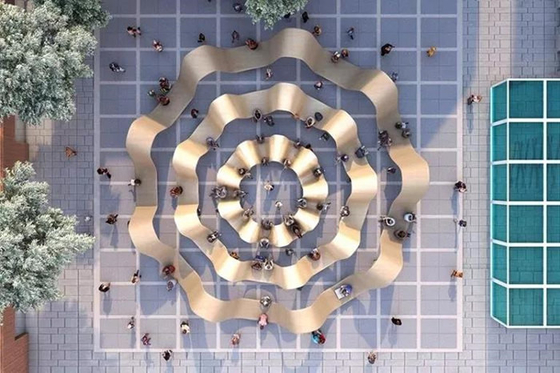 Grande scultura pubblica della plaza dorata di Matte Stainless Steel Sculptures Outdoor
