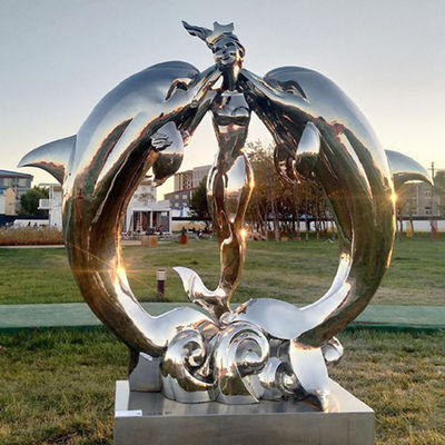 Sculture animali del prato inglese decorativo del giardino della statua della sirena e del delfino di acciaio inossidabile